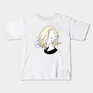 Pretty girl short hairstyles - blonde black Kids T-Shirt